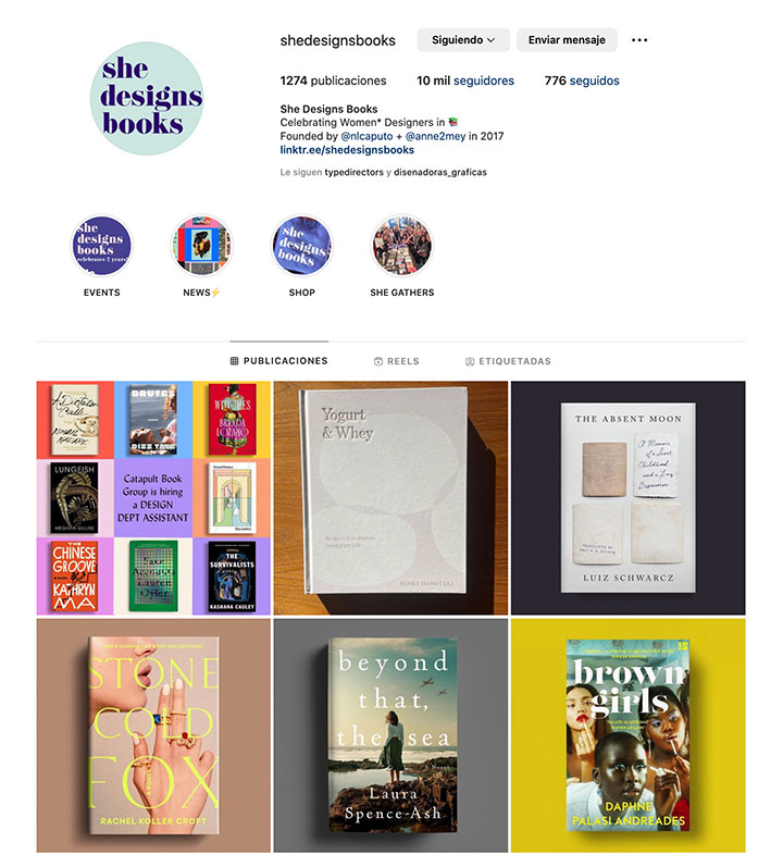Muro de Instagram de la cuenta She design books