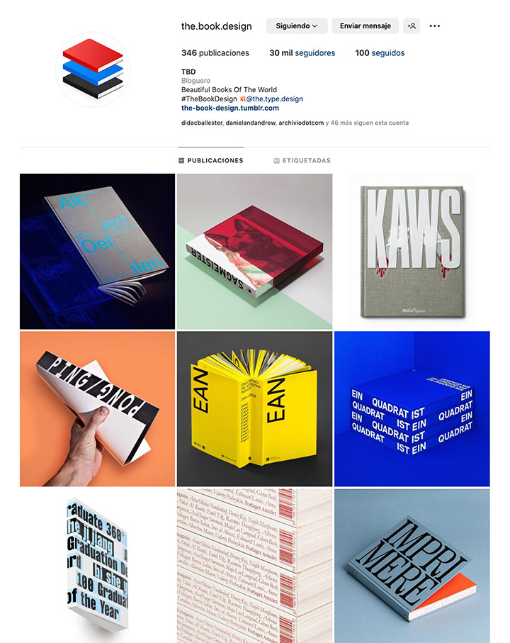 Muro de Instagram de la cuenta The book design consagrada al diseño de cubiertas de libros